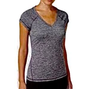 Women's V-neck Workout T-shirt short sleeve gray heather size medium, Ideology